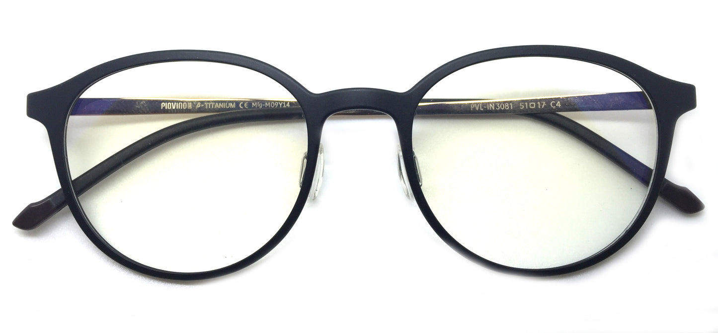 Piovino 안경 처방 프레임 3081 C4 라운드 티타늄